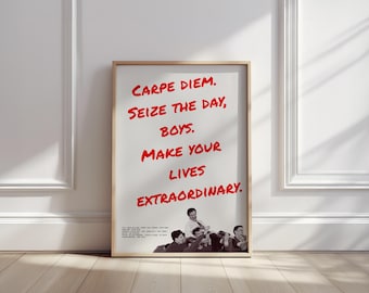 Dead Poets Society Movie Poster – Carpe Diem Quote, Retro Film Art Print