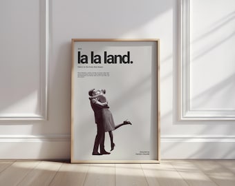 La La Land Movie Poster: Minimalist Black and White Art Print