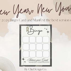 2025 Bingo Card, New Years Resolution, Manifestation Bingo Card, 2025 Goal Tracker, 2025 Vision Board,