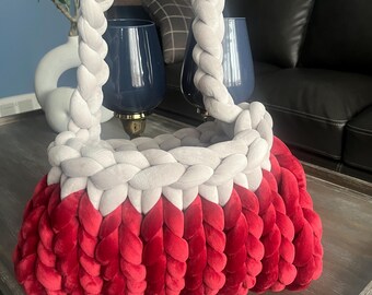 handbag red and gray