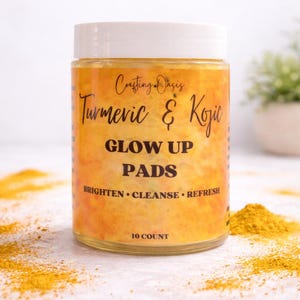 Turmeric & Kojic Glow Up Pads | Brighten + Cleanse + Refresh | 10 Count | Gentle Exfoliating Face Pads