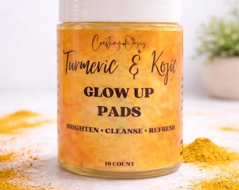 Turmeric & Kojic Glow Up Pads | Brighten + Cleanse + Refresh | 10 Count | Gentle Exfoliating Face Pads