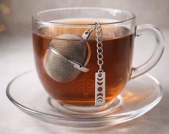 Moon Cycle Tea Infuser | Stainless Steel Loose Leaf Strainer with Charm | Reusable Tea Accessory