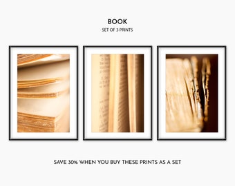 SAVE 30% - 3 Piece Wall Art - Still Life Photography Triptych - Bible Wall Decor - Set of 3 Prints - Christian Wall Art - Book Lover Gift