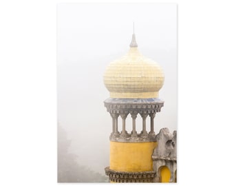 Pena Palace Sintra - Framed Art Print - Portugal Travel Photography - Living Room Wall Decor - Yellow Wall Art - Castle Tower