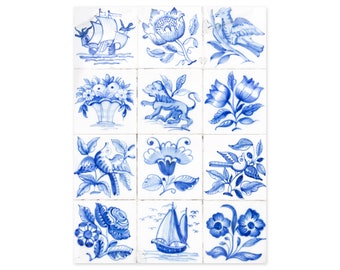 Portuguese Tiles Art Prints - Lisbon Azulejos - Blue and White Wall Art - Portugal Travel Photography - Rustic Wall Decor