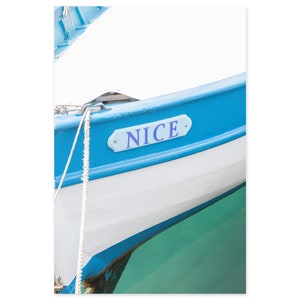 Fishing Boat Art Print - Nice French Riviera - Large Nautical Wall Art up to 40x60 inches - France Photography - Blue and White Wall Art