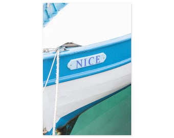 Fishing Boat Art Print - Nice French Riviera - Large Nautical Wall Art up to 40x60 inches - France Photography - Blue and White Wall Art