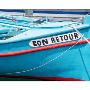 Turquoise Fishing Boat Art Print - Large Nautical Wall Art - French Riviera Travel Photography - Francophile Gift