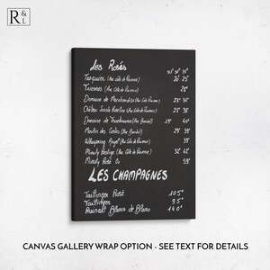 French Chalkboard Wine Menu Prints Black and White Art Kitchen Home Bar Wall Decor France Photography Canvas Art Gift for Wine Lover image 6