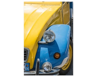 Car Art Print - Blue and Yellow Citroën 2CV Deux Chevaux - France Photography - Gift for Francophile - Citroen Car Lovers - Gift for Him