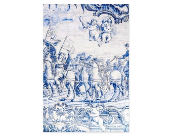 Portuguese Tiles Art Prints - Blue and White Azulejos Wall Art - Portugal Travel Photography - Rustic Wall Decor