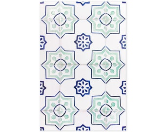 Portuguese Tiles Art Print – Blue, White and Seafoam Green Art - Travel Photography - Azulejos Portugal - Bedroom Office Living Room Decor