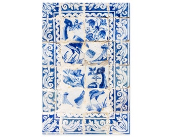 Portuguese Tiles Art Print - Blue and White Art - Travel Photography - Azulejos Portugal - Bedroom Office Living Room - Rustic Wall Decor