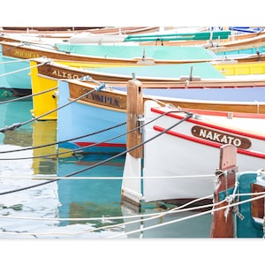 Fishing Boats Art Print French Riviera Travel Photography Large Colorful Nautical Wall Art South of France Beach House Wall Decor image 1