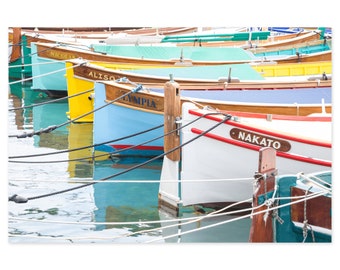 Fishing Boats Art Print - French Riviera Travel Photography - Large Colorful Nautical Wall Art - South of France - Beach House Wall Decor