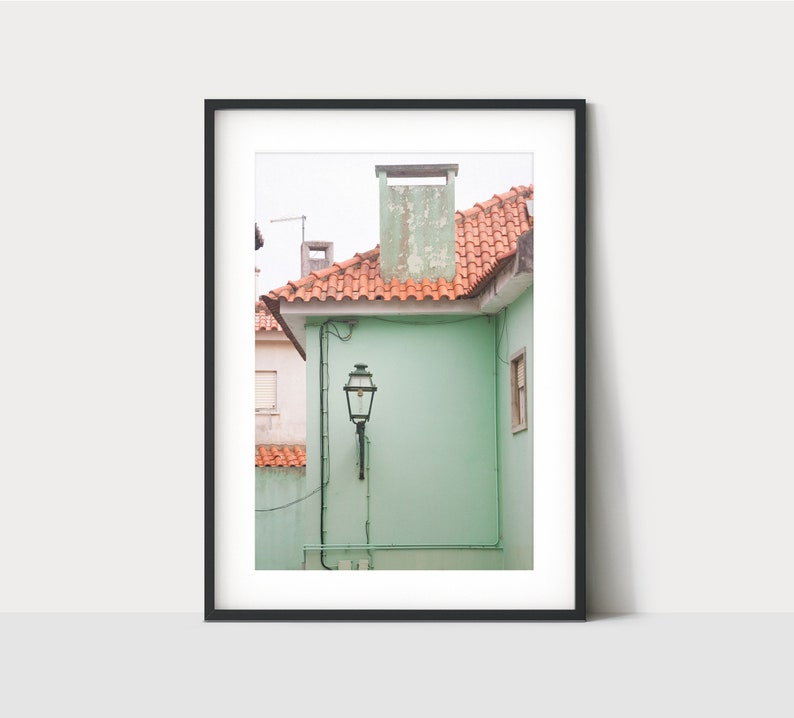 Portugal Photography Art Print Old Building Framed Art Living Room Office Wall Decor Wabi Sabi Pastel Green Wall Art image 2