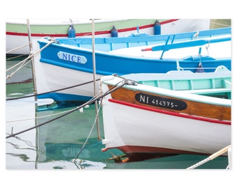 Fishing Boats French Riviera Art Print - Large Nautical Wall Art - South of France Travel Photography - Beach House Wall Decor