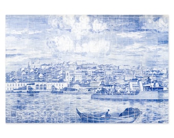 Lisbon Azulejos Art Prints - Blue and White Portuguese Tiles Wall Art - Portugal Travel Photography - Rustic Wall Decor