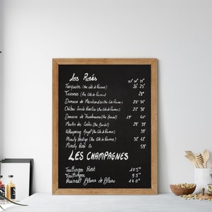 French Chalkboard Wine Menu Prints Black and White Art Kitchen Home Bar Wall Decor France Photography Canvas Art Gift for Wine Lover image 3