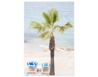 French Riviera Beach Print – Palm Tree, Coastal Wall Art