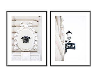 Versace Wall Art - Discounted Set of 2 Prints - Office, Dressing Room, Walk In Closet Wall Decor - Large Art - Gift for Fashion Lover