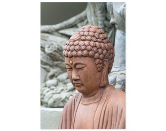 Stone Buddha Art Print - Zen Meditation Room Wall Decor