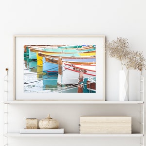 Fishing Boats Art Print French Riviera Travel Photography Large Colorful Nautical Wall Art South of France Beach House Wall Decor image 3