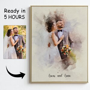 Watercolor couple portrait, Custom Couple Portraits, personalized wedding watercolor, Customized Digital Artwork, Photo to Watercolor Art