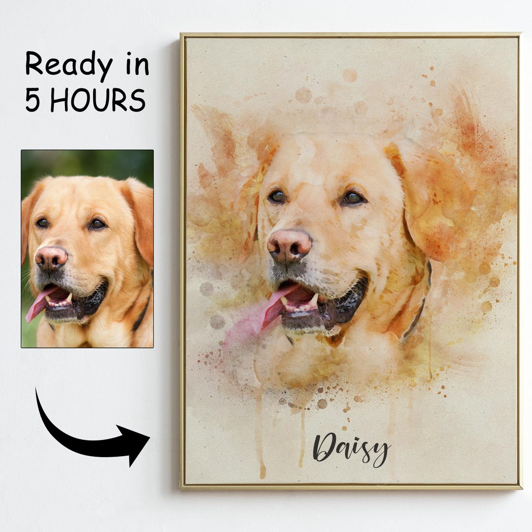 Personalized Pet Portrait – Custom Watercolor Art From Photo (digital ...