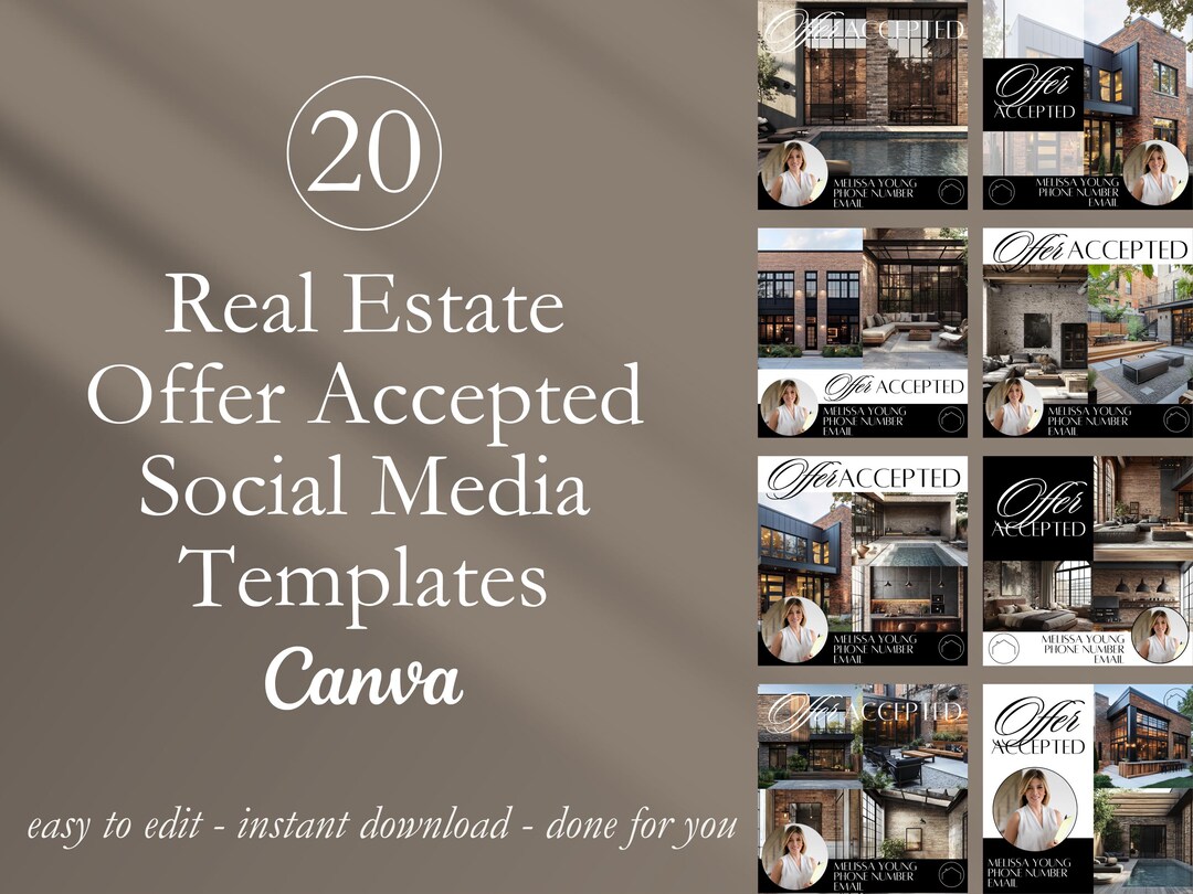 Real Estate Offer Accepted Social Media Templates (canva Editable) - Etsy