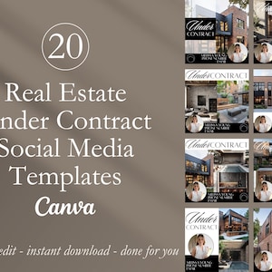 20 Real Estate Under Contract Social Media Templates: Canva Realtor Posts