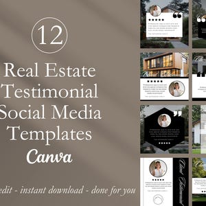 12 Testimonial Posts I Realtor Social Media Posts I 12 Testimonial Posts I Realtor Marketing I Testimonial Template Bundle