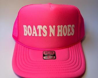 Boats N Hoes Neon Trucker Hat - Funny Trucker Hat