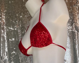 Voila Sequin Triangle Bra custom size/ custom color