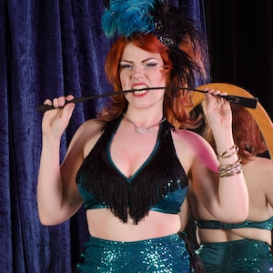 Sequin halter bra top with Fringe/ Custom Size, Custom Colors