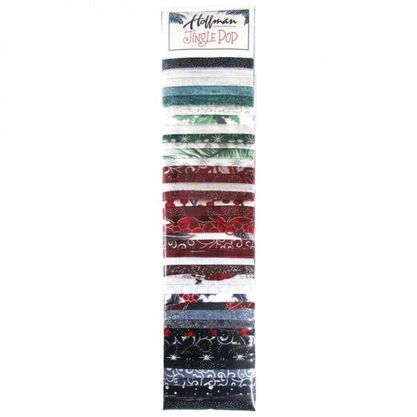 Hoffman~Jingle Pop~Winter and Christmas Theme w/ Metallic Silver~Silver~2-1/2" x 44/45" Strip Pack~40 pcs/pack~JP9-28-SILVER