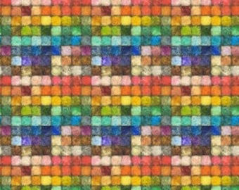 Free Spirit ColorBlock by Tim Holtz ColorBlock Mosaic Multi Digital Cotton Fabric by the Yard or Select Length PWTH179-MULTI