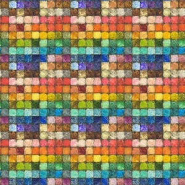 Free Spirit~ColorBlock by Tim Holtz~ColorBlock Mosaic~Multi~Digital~Cotton Fabric by the Yard or Select Length PWTH179-MULTI