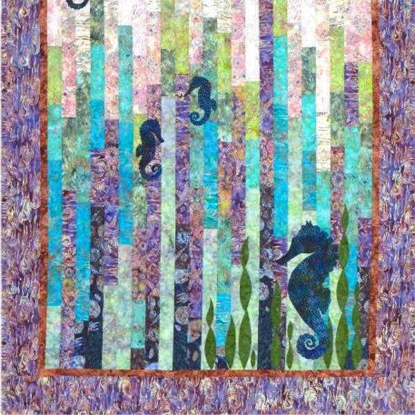 Quilt Kit - Seahorsing Around - 59" x 77" Along the Shores Batik Throw Quilt (includes fabric for top of quilt & binding) AAFQK-954