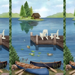 Wilmington Prints~Lakefront~24.75&quot; x 43.75&quot; Lake Scenic Panel~Multi~Cotton Fabric by the Panel 27678-472