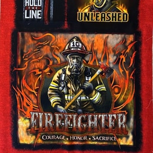 Sykel~Military Police Fire Nurses~24&quot; x 43&quot; Firefighter Panel~Red~Cotton Fabric by the Panel 1337FF