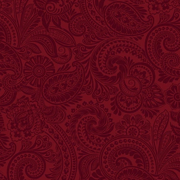 Kanvas by Benartex~Flower Festival 2~Paisley~Red~Digital~Cotton Fabric by the Yard or Select Length 4256B-10