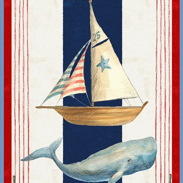 Wilmington Prints~At The Helm~24-7/8" x 44" Large Nautical Panel~Multi~Cotton Fabric by the Panel 89253-143