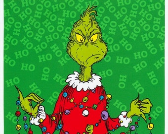 Robert Kaufman~How the Grinch Stole Christmas~24.25" x 43" Large Grinch Panel~Holiday~Cotton Fabric by the Panel ADE20994223