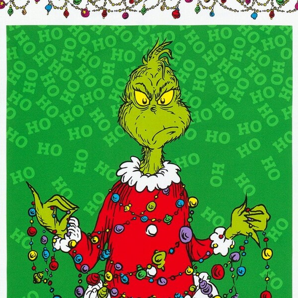 Robert Kaufman~How the Grinch Stole Christmas~24.25" x 43" Large Grinch Panel~Holiday~Cotton Fabric by the Panel ADE20994223