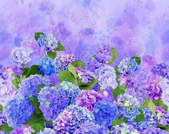 Timeless Treasures~Hydrangea Bliss~23" x 43" Hydrangea Panel~Digital~Multi~Cotton Fabric by the Panel CD1961-MULTI