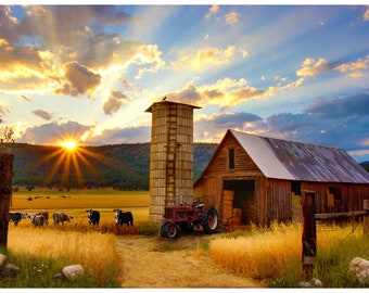 images Barn And Red Truck Fabric Panel red barn panel etsy
