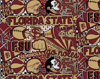 Cotton half yard Cotton fabric FSU fat quarter Florida State Seminoles Fabric Florida State Seminoles Fabric FSU Fabric