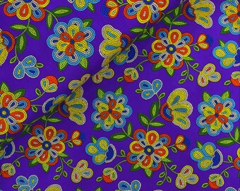 Purple Cotton Fabric Tucson Beaded Print
